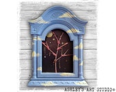Shadow Box Tree Night Sky Clouds - Hand Made