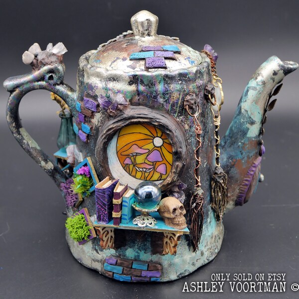 Witches Home Teapot Art Sculpture