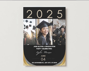 Graduation Invitation Template, Graduation Announcement, Graduation Party Invitation, Photo Invitation, Class of 2025, Printable, Editable