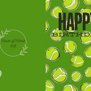 Carte d'anniversaire numérique tennis - imprimable 5 x 7