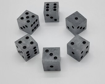Silver & Black Handmade Dice Set | Chrome Silver Resin Dice | Black Pips