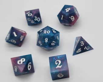 Twilight Veil Resin Dice Set | Blue Pink Shimmer Polyhedral RPG Dice