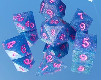 Made-to-Order Shimmer-Glitter Dice Sets - Handmade Resin Dice for TTRPGs