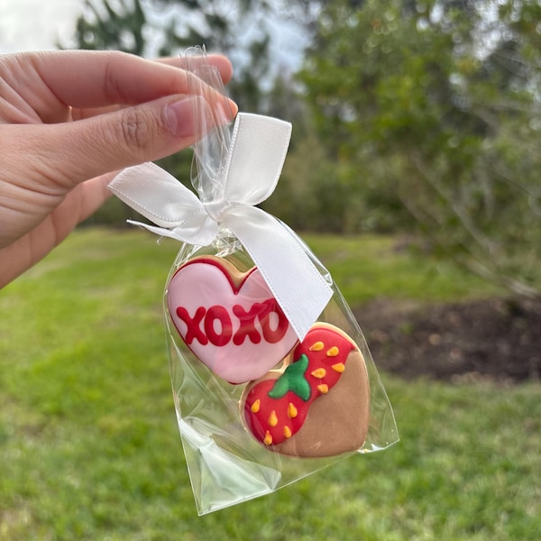 10 mini Valentine's Day Sugar Cookie bags • valentine favor • Valentines • mini cookies •Valentines gift • valentines