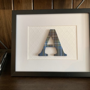 Decorative Monogram Letter, 8&quot;x10&quot; Hanging Wall Letter or Desk-Top, Bookshelf Decor, Custom Name Gift, Family Last Name Initial Art, Plaid