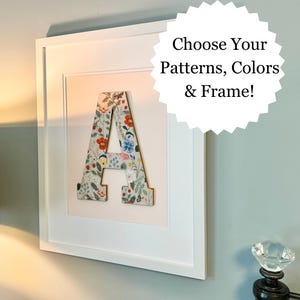 floral letters for nursery, Rifle Paper Co. Strawberry fields pattern, framed monogram for girls, 18x22&quot;