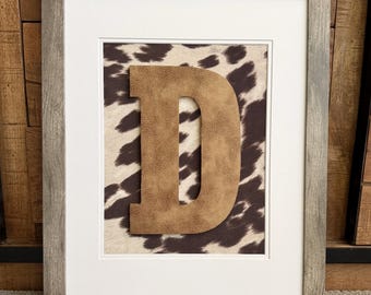 Cowhide & Faux Leather Monogram Initial - Western Nursery Decor