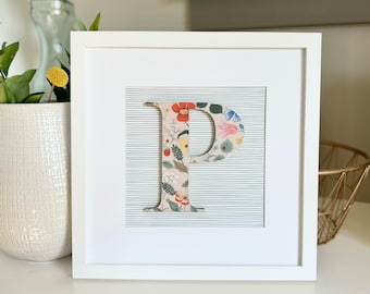 Floral Initial for Girls Room, Personalized Gift for Girl, Framed Letter for Home, Hanging Girls Nursery Letter, Unique Gift for Friend