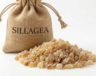 Auténtica resina de incienso Luban (orán) de Omán, incienso puro de Boswellia Sacra en bolsa de yute – Aromaterapia, meditación, fragancia para el hogar – 5/10/25/50 g