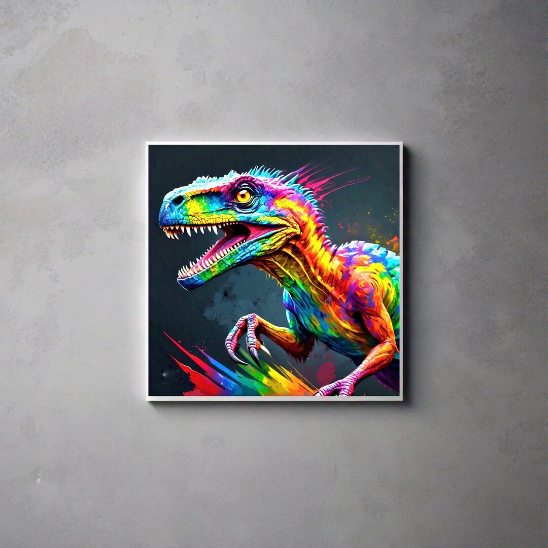 Colorful Velociraptor Dinosaur Printable - Etsy