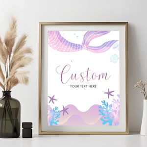 Mermaid Birthday Party Custom Sign Template For Under The Sea Theme Birthday Custom Sign For Undersea Party Editable Signage For Ocean Party