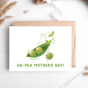 Cartão digital Ha-Pea para o Dia das Mães Cartão de felicitações fofo com tema de ervilha para a mãe Download instantâneo Presente para o Dia das Mães para impressão Cartão engraçado e exclusivo para a mãe