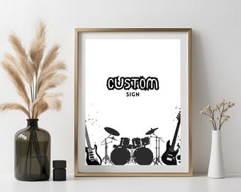 Let's Rock Birthday Party Custom Sign Template For Music Theme Party Custom Sign For Band Party Editable Signage For Baby Shower Instrument