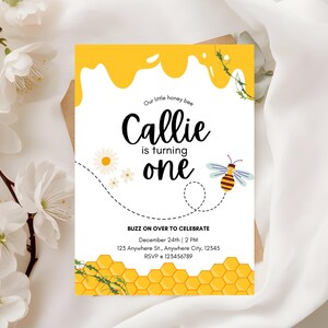Editable Bee Invitation Template For Honeybee Theme Birthday Party Custom Invite For Sweet Bee Celebration Digital Invitation