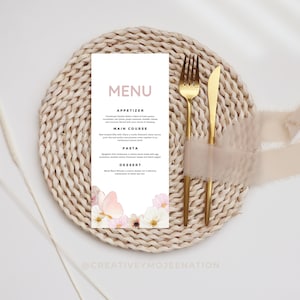 Butterfly Party Menu Card Template For Spring Theme Custom Menu Card For Floral Party Printable Food Menu For Butterfly Birthday Party