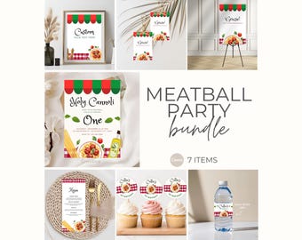 Meatball Birthday Party Template Bundle For Italian Theme Party Party Decor Printable For Pasta Party Editable Template Bundle For Italian