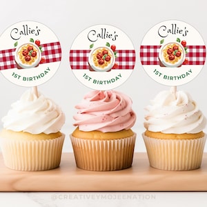Topo de cupcake de almôndega para decoração de festa temática de massa para festa italiana Topo de cupcake faça você mesmo com almôndegas e massa para festa de aniversário para impressão