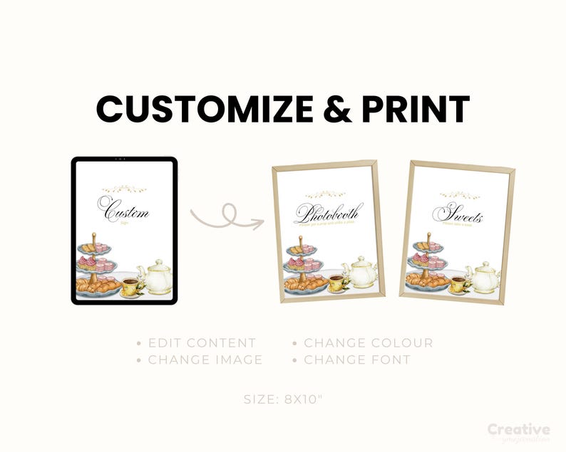Tea Party Custom Sign Template for Vintage Tea Theme Birthday Custom ...