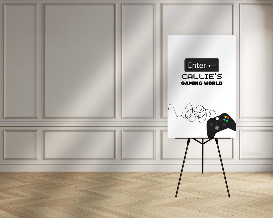 Minimalist Gamer Welcome Sign Template for Console Theme Birthday Easel ...