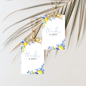 Étiquette cadeau citron et art à imprimer pour une fête à thème agrumes Étiquette Merci pour une fête citron Modèle d&#39;étiquette cadeau pour une fête d&#39;anniversaire Presse-citron