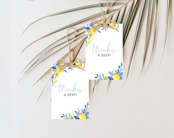 Lemon & Art Favor Tag Printable For Citrus Theme Party Thank You Tag For Lemon Party Gift Tag Template For Lemon Squeeze Birthday Party