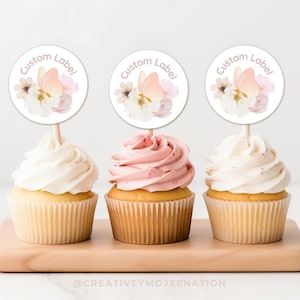 Butterfly Cupcake Topper For Floral Theme Party Decoration For Whimsical Party DIY Cupcake Topper Spring Party Birthday Template Garden Top