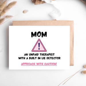 Carte de voeux numérique pour maman pleine d'esprit, cadeau à thème Attention pour maman, téléchargement immédiat, idée cadeau imprimable pour la fête des mères pour maman, carte de fête