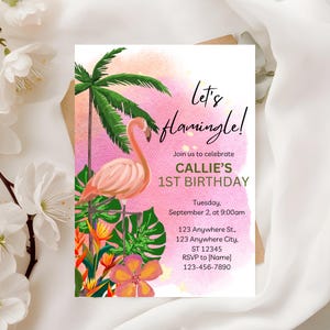 Flamingo Birthday Invitation Template Instant Download Lets Flamingle Birthday Invitation First Birthday Editable Invitation Tropical Invite