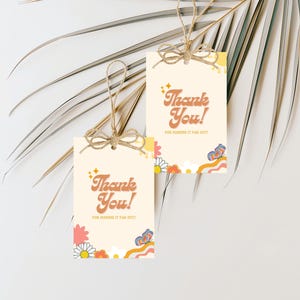 Groovy Favor Tag Printable For Retro Theme Party Thank You Tag For 70s Inspired Party Gift Tag Template For Hippie Birthday Party