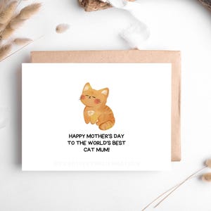 Beste kat moeder digitale wenskaart cadeau voor kat moeder afdrukbare Moederdag Uniek cadeau voor huisdier moeder wenskaart voor huisdier ouder cadeau-ideeën