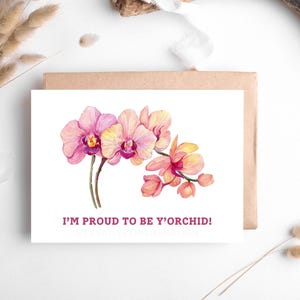 Estou orgulhoso de ser Y'Orchid Cartão digital para o dia das mães Cartão de felicitações para mães com tema de orquídea Download instantâneo Cartão de presente para o dia das mães para impressão exclusivo