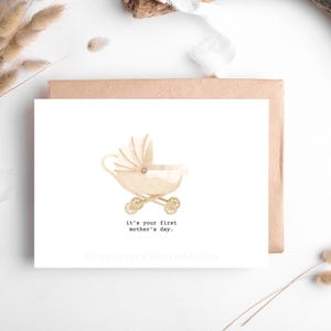 First Time Mom Digital Greeting Card Aesthetic Stroller Gift For Mom Instant Download Printable Mothers Day Gift 1st Time Mom Greeting Card