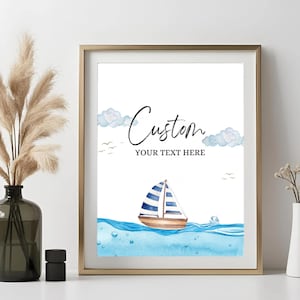 Nautical Birthday Party Custom Sign Template For Sailboat Theme Birthday Custom Sign For Ocean Party Editable Signage For Coastal Party