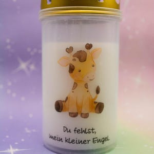 da 2,50 adesivi per candele funebri "Giraffa - ti manca, mio piccolo angelo." per bambini delle stelle, nascite silenziose e neonati/bambini