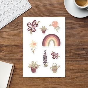 Feuille d'autocollants pour jardin de fleurs