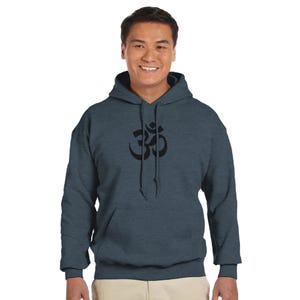 Om Hoodie, Yoga Buddha Meditation Sanskrit Mindfulness Mandala Eco Concsious Embroidered Sweatshirt Hooded Top