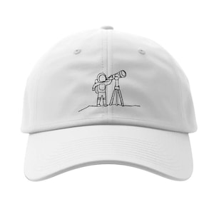 Galaxy Spaceman Baseball Caps for Men Women | Minimalist Astronaut Embroidered Baseball Cap - Space Explorer Hat with Telescope, Cosmic Hat