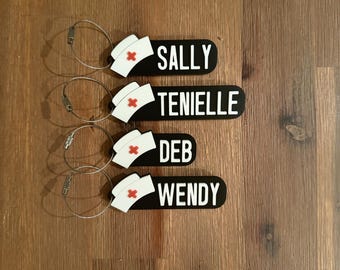 Personalised Nurse Name Tag - Backpack Tag - EN RN Gift Idea - Graduate Nurse Keyring - Water Bottle Keyring - Custom Gift For Nurses
