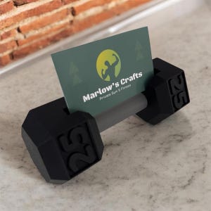 Portatarjetas de presentación con mancuernas - Regalo para entrenador personal - Regalo para gimnasio - Regalo para quiropráctico - Accesorio de escritorio para instructor de fitness - Decoración para gimnasio