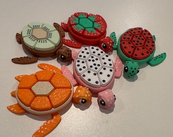 Turtle Fidget Clickers - Sensorisk nyckelringsleksak - Autism, ADHD, stress, ångestlindring - Ryggsäckberlock - Unik gåva