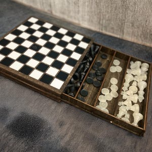 Handcrafted Chess & Checker Boards, Gifts, Christmas Gifts, Epoxy, Custom, Game Nights, Board Games, Chess, Checkers