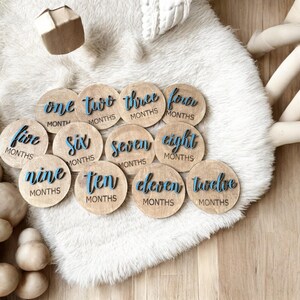 Cartes d'étape mensuelles pour bébés, bois, cadeaux, enseignes, photos de bébés, baby shower