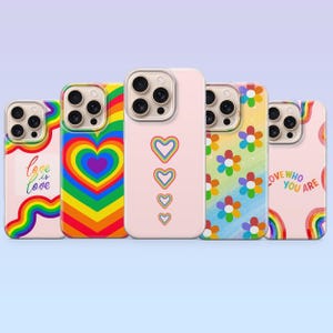 LGBT Love Phone Case Rainbow Pride Cover for iPhone 16Pro, 15, 14, 13, 12, Samsung S25 Ultra, S24Fe, S23, S21, A55,A54,A35 Pixel 9