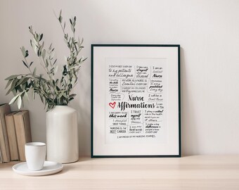 Nurse Daily Affirmations | Printable Wall Art | Affirmation Poster | Nursing Student | Positive Quotes