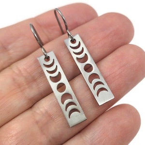 Moon phase titanium earrings