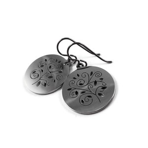 Silver hollow tree dangle earrings - Hypoallergenic pure titanium and stainless steel