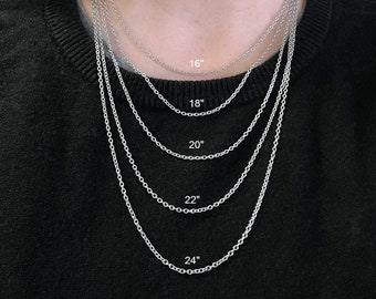 Surgical steel chain necklace, Hypoallergenic, Waterproof non tarnish jewelry