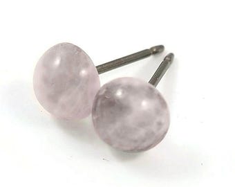 Rose quartz titanium stud earrings