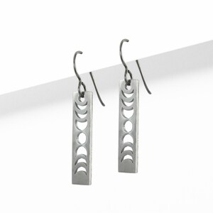 Moon phase titanium earrings
