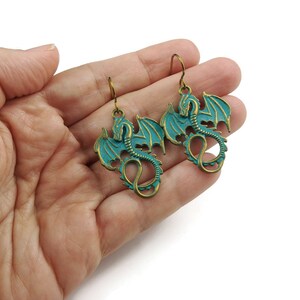 Dragon dangle earrings, Nickel free niobium jewelry, Fantasy women gift image 9